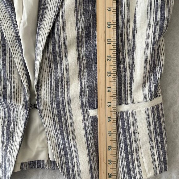 NWT Loft Outlet Womens Blue& White Striped Long Sleeve Pant Suit Blazer Size 4 - Picture 6 of 8